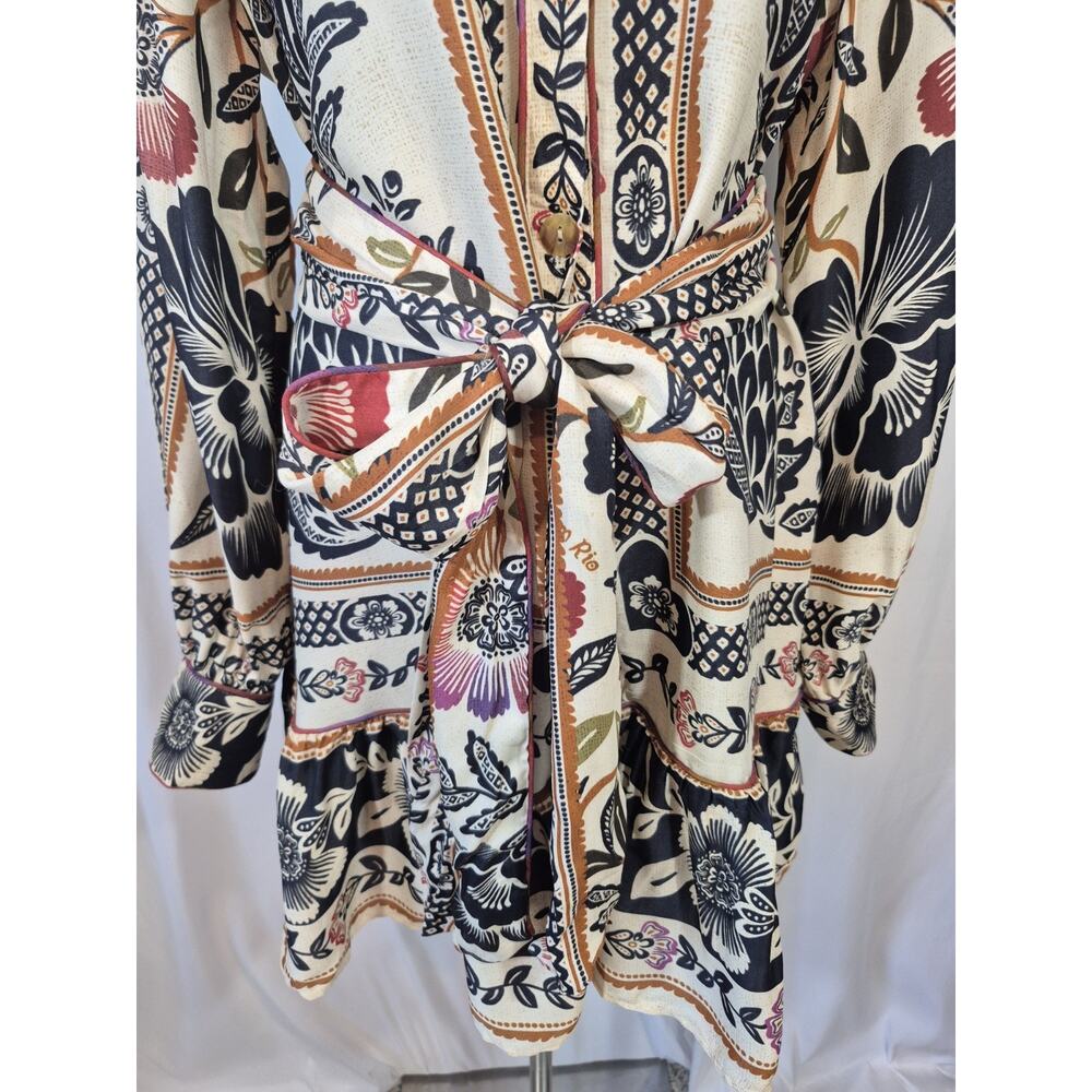 Farm Rio Romantic Garden Black Cream Floral Mini Dress New Medium - Picture 4 of 12